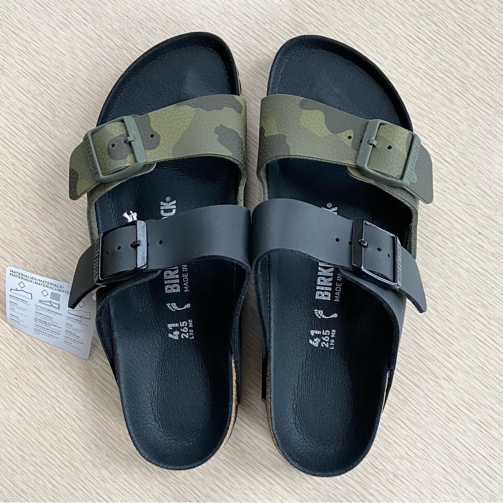 BIRKENSTOCK Arizona Split Black/Desert Soil Camo Green Sandals